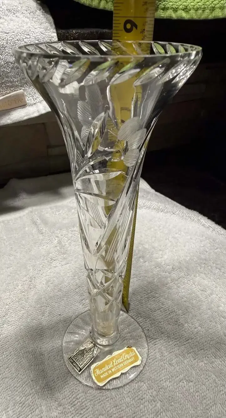 Castle Cut Crystal 9 Inch Footed Bud Vase